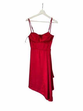 Miss Circle Red Asymmetrical Dress